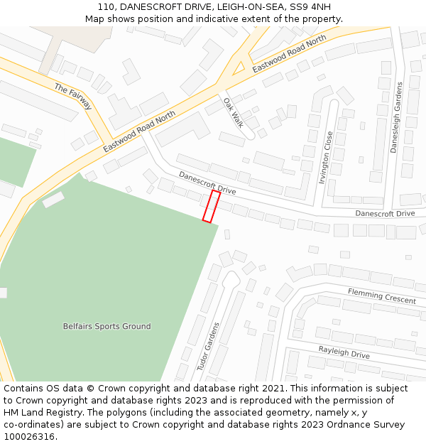 110, DANESCROFT DRIVE, LEIGH-ON-SEA, SS9 4NH: Location map and indicative extent of plot