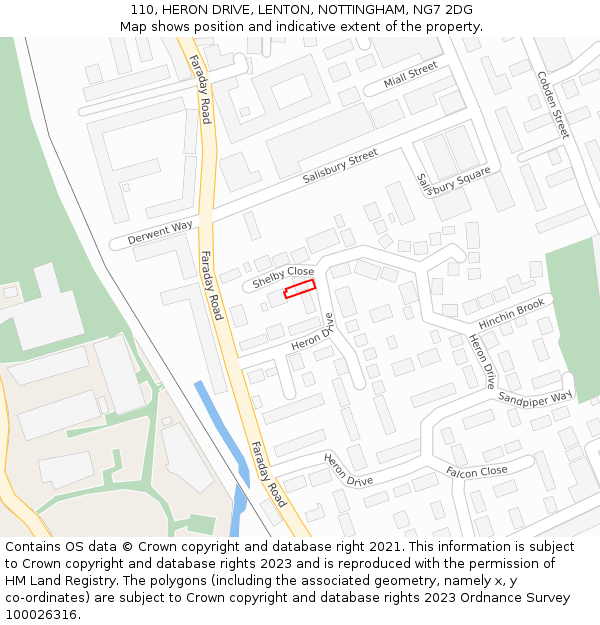 110, HERON DRIVE, LENTON, NOTTINGHAM, NG7 2DG: Location map and indicative extent of plot