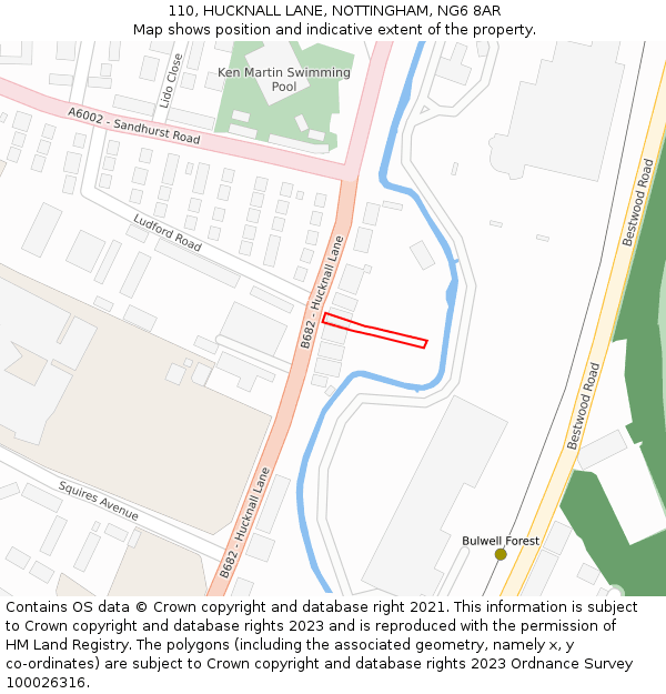 110, HUCKNALL LANE, NOTTINGHAM, NG6 8AR: Location map and indicative extent of plot