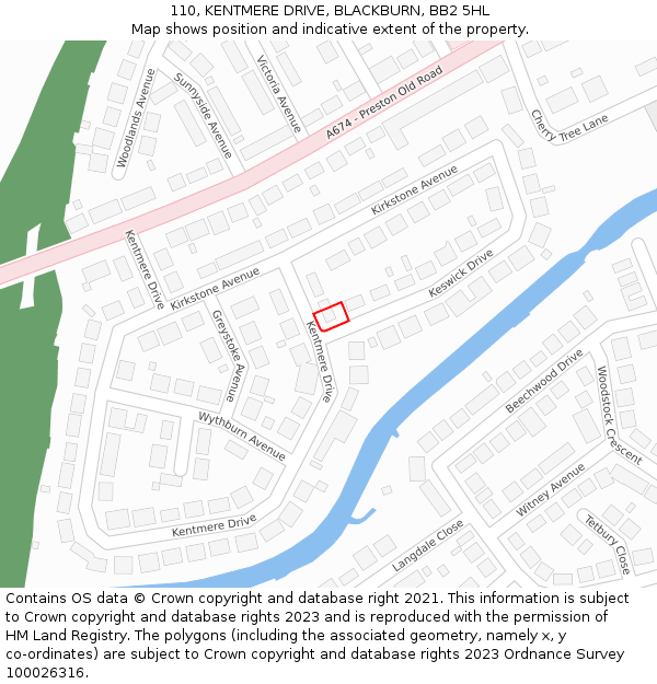 110, KENTMERE DRIVE, BLACKBURN, BB2 5HL: Location map and indicative extent of plot