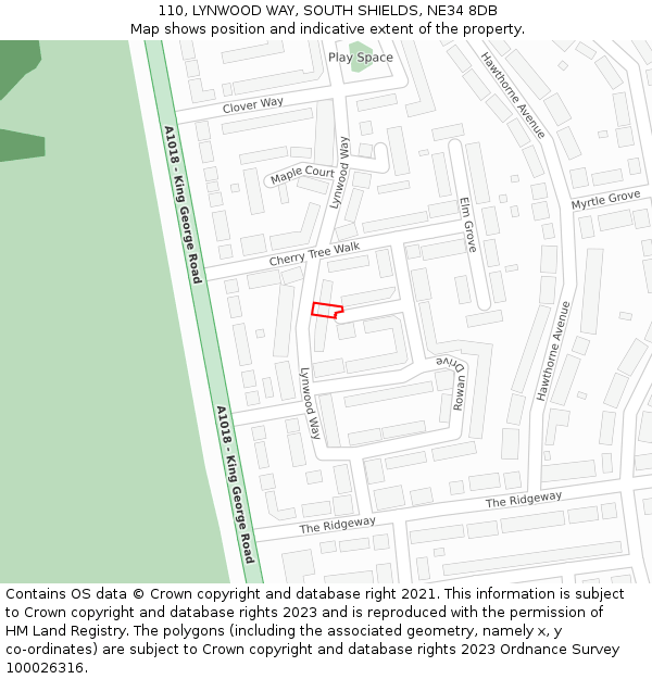 110, LYNWOOD WAY, SOUTH SHIELDS, NE34 8DB: Location map and indicative extent of plot