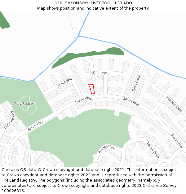 110, SAXON WAY, LIVERPOOL, L33 4DQ: Location map and indicative extent of plot