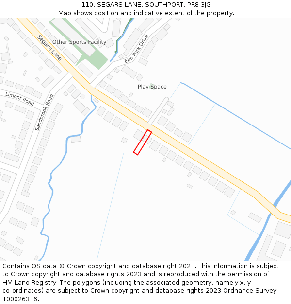 110, SEGARS LANE, SOUTHPORT, PR8 3JG: Location map and indicative extent of plot