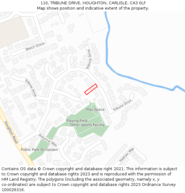 110, TRIBUNE DRIVE, HOUGHTON, CARLISLE, CA3 0LF: Location map and indicative extent of plot