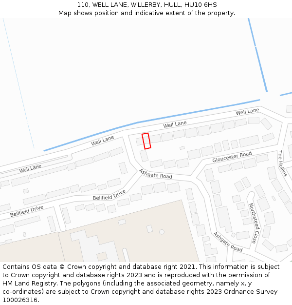 110, WELL LANE, WILLERBY, HULL, HU10 6HS: Location map and indicative extent of plot