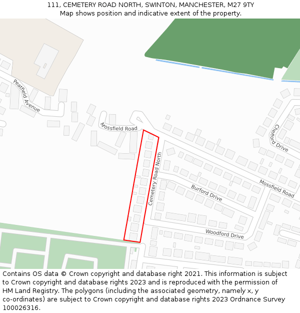 111, CEMETERY ROAD NORTH, SWINTON, MANCHESTER, M27 9TY: Location map and indicative extent of plot