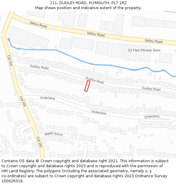 111, DUDLEY ROAD, PLYMOUTH, PL7 1RZ: Location map and indicative extent of plot