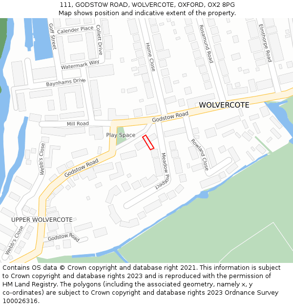 111, GODSTOW ROAD, WOLVERCOTE, OXFORD, OX2 8PG: Location map and indicative extent of plot