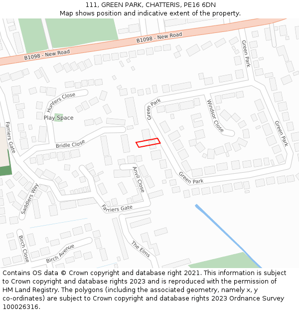 111, GREEN PARK, CHATTERIS, PE16 6DN: Location map and indicative extent of plot