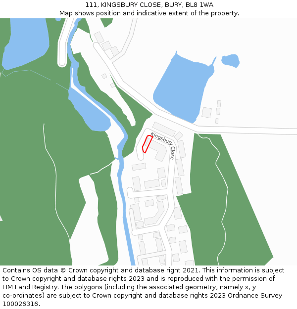 111, KINGSBURY CLOSE, BURY, BL8 1WA: Location map and indicative extent of plot