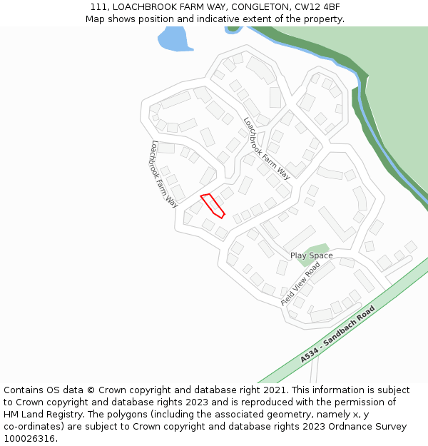 111, LOACHBROOK FARM WAY, CONGLETON, CW12 4BF: Location map and indicative extent of plot