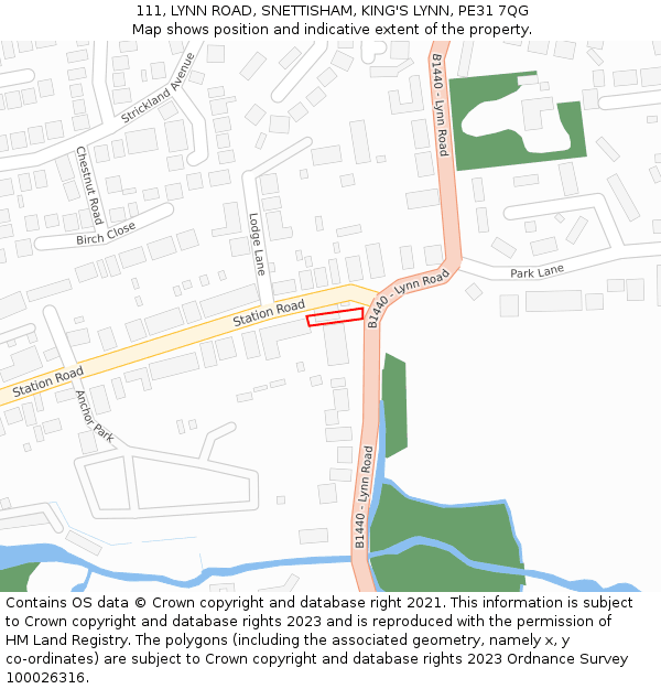 111, LYNN ROAD, SNETTISHAM, KING'S LYNN, PE31 7QG: Location map and indicative extent of plot