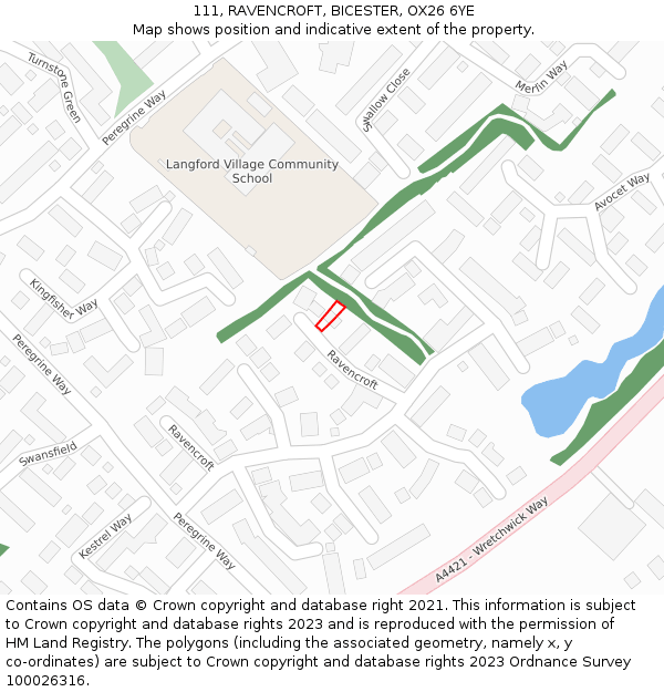 111, RAVENCROFT, BICESTER, OX26 6YE: Location map and indicative extent of plot