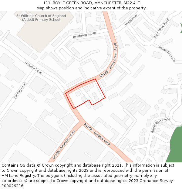 111, ROYLE GREEN ROAD, MANCHESTER, M22 4LE: Location map and indicative extent of plot