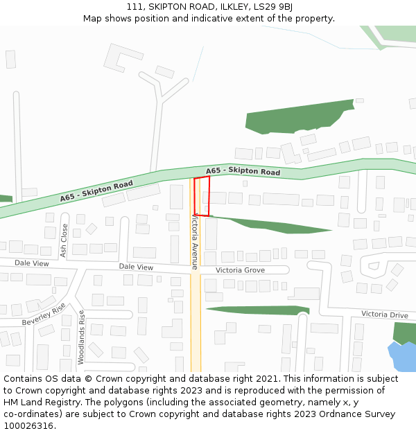111, SKIPTON ROAD, ILKLEY, LS29 9BJ: Location map and indicative extent of plot