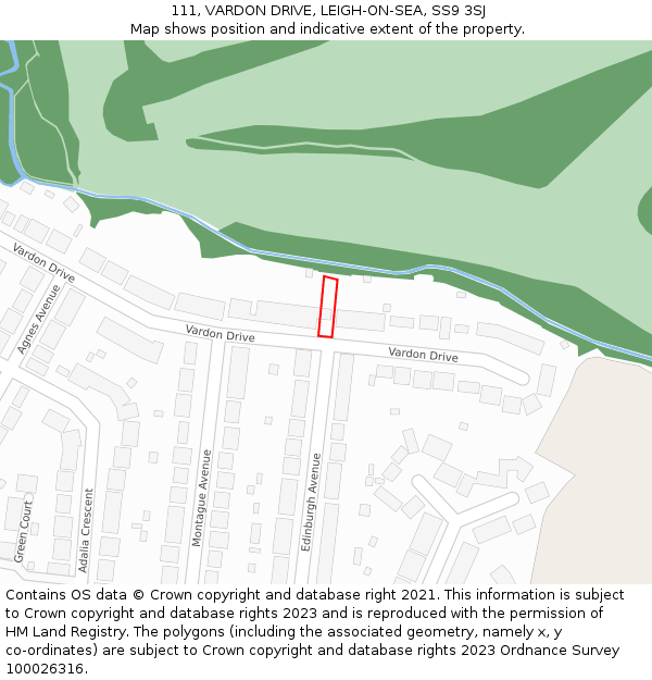 111, VARDON DRIVE, LEIGH-ON-SEA, SS9 3SJ: Location map and indicative extent of plot