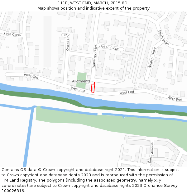 111E, WEST END, MARCH, PE15 8DH: Location map and indicative extent of plot