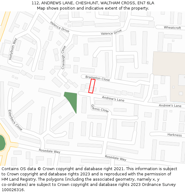 112, ANDREWS LANE, CHESHUNT, WALTHAM CROSS, EN7 6LA: Location map and indicative extent of plot