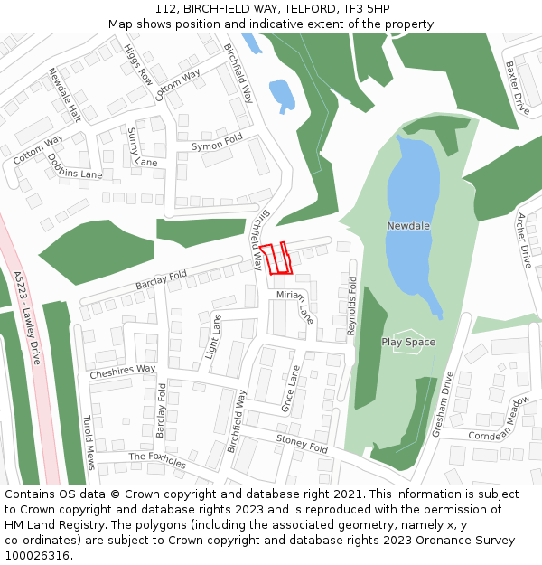 112, BIRCHFIELD WAY, TELFORD, TF3 5HP: Location map and indicative extent of plot