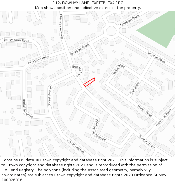 112, BOWHAY LANE, EXETER, EX4 1PG: Location map and indicative extent of plot