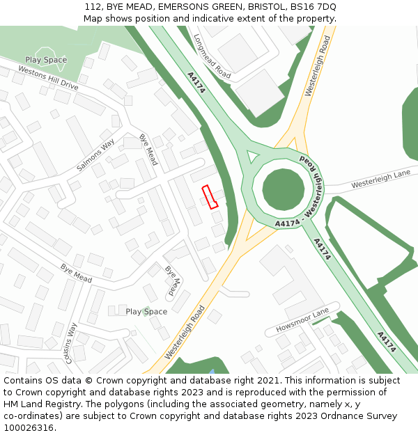 112, BYE MEAD, EMERSONS GREEN, BRISTOL, BS16 7DQ: Location map and indicative extent of plot