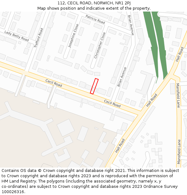 112, CECIL ROAD, NORWICH, NR1 2PJ: Location map and indicative extent of plot