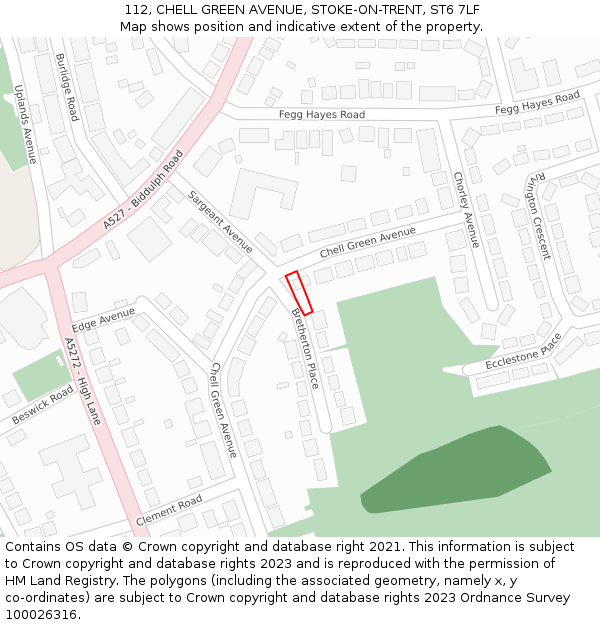 112, CHELL GREEN AVENUE, STOKE-ON-TRENT, ST6 7LF: Location map and indicative extent of plot
