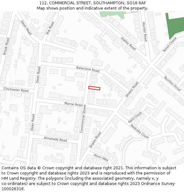 112, COMMERCIAL STREET, SOUTHAMPTON, SO18 6AF: Location map and indicative extent of plot