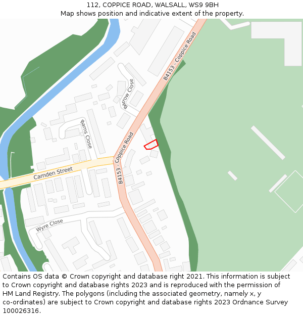 112, COPPICE ROAD, WALSALL, WS9 9BH: Location map and indicative extent of plot