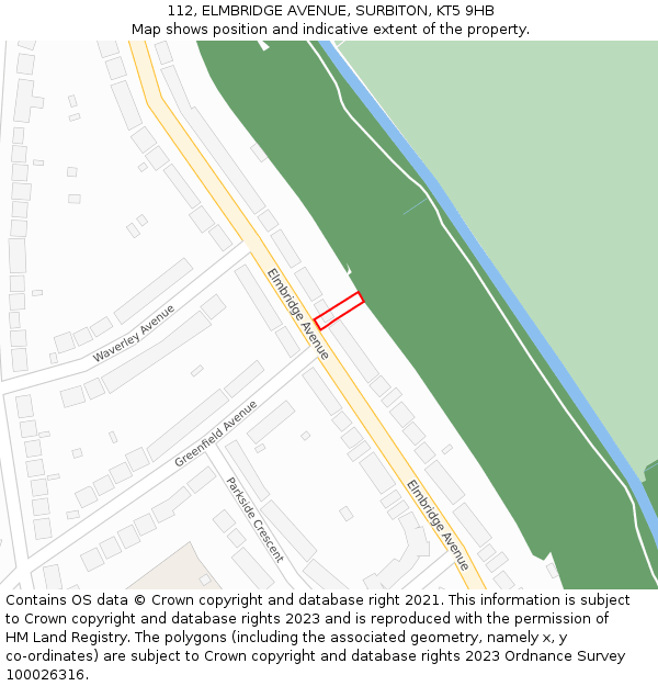 112, ELMBRIDGE AVENUE, SURBITON, KT5 9HB: Location map and indicative extent of plot