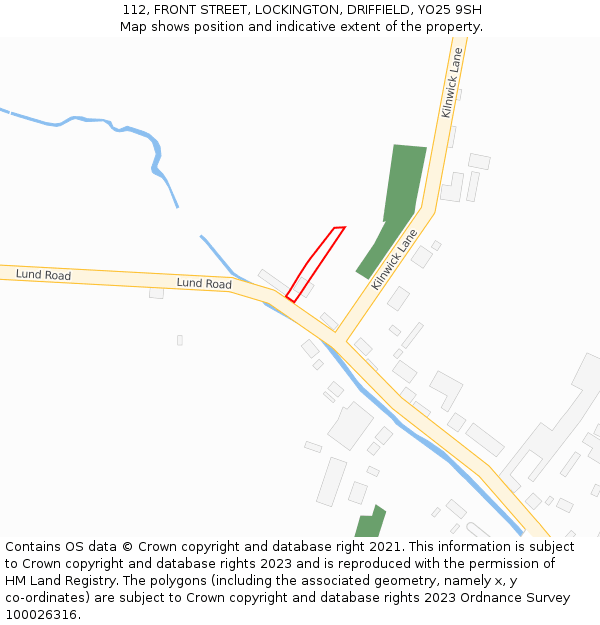 112, FRONT STREET, LOCKINGTON, DRIFFIELD, YO25 9SH: Location map and indicative extent of plot
