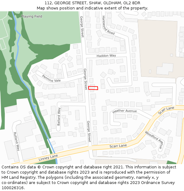 112, GEORGE STREET, SHAW, OLDHAM, OL2 8DR: Location map and indicative extent of plot