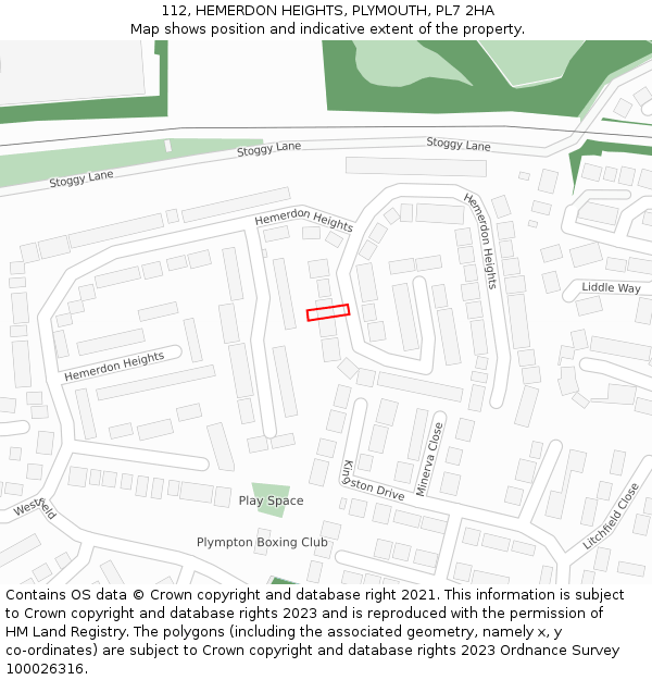 112, HEMERDON HEIGHTS, PLYMOUTH, PL7 2HA: Location map and indicative extent of plot