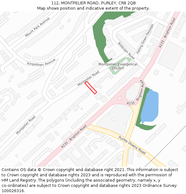 112, MONTPELIER ROAD, PURLEY, CR8 2QB: Location map and indicative extent of plot