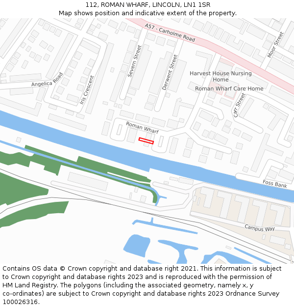 112, ROMAN WHARF, LINCOLN, LN1 1SR: Location map and indicative extent of plot