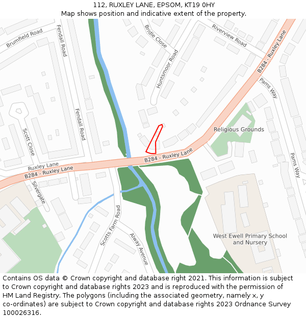 112, RUXLEY LANE, EPSOM, KT19 0HY: Location map and indicative extent of plot