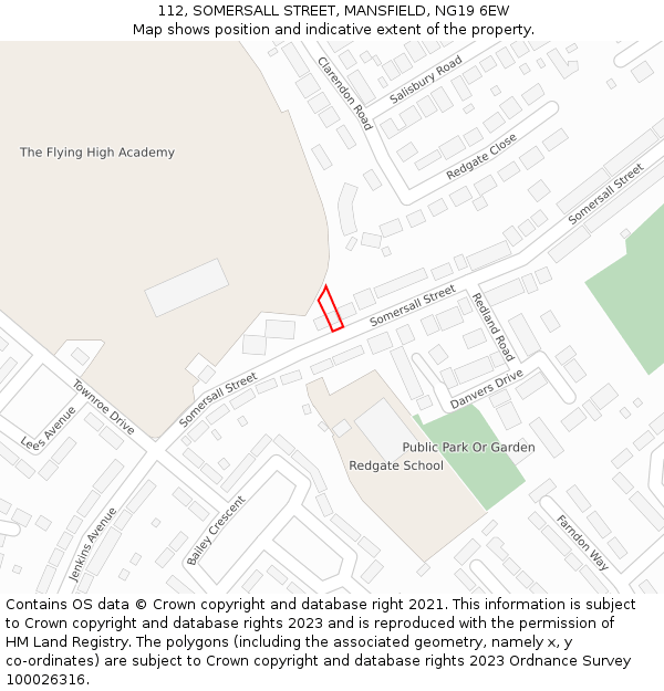 112, SOMERSALL STREET, MANSFIELD, NG19 6EW: Location map and indicative extent of plot