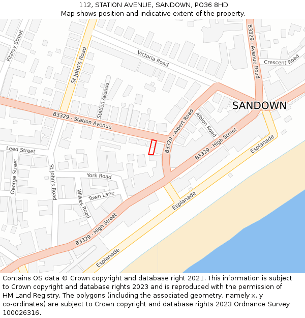 112, STATION AVENUE, SANDOWN, PO36 8HD: Location map and indicative extent of plot