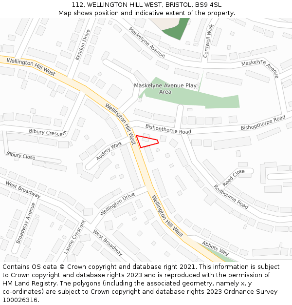 112, WELLINGTON HILL WEST, BRISTOL, BS9 4SL: Location map and indicative extent of plot