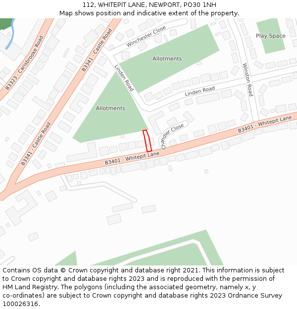 112, WHITEPIT LANE, NEWPORT, PO30 1NH: Location map and indicative extent of plot
