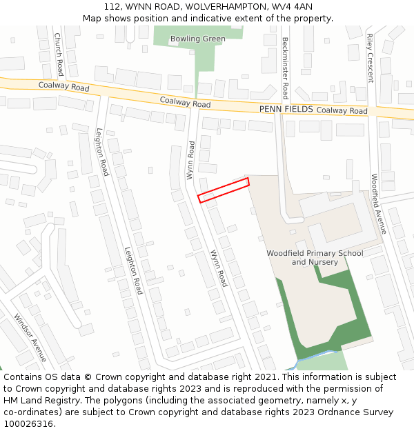 112, WYNN ROAD, WOLVERHAMPTON, WV4 4AN: Location map and indicative extent of plot