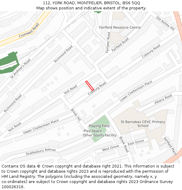 112, YORK ROAD, MONTPELIER, BRISTOL, BS6 5QQ: Location map and indicative extent of plot