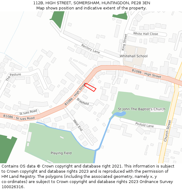 112B, HIGH STREET, SOMERSHAM, HUNTINGDON, PE28 3EN: Location map and indicative extent of plot