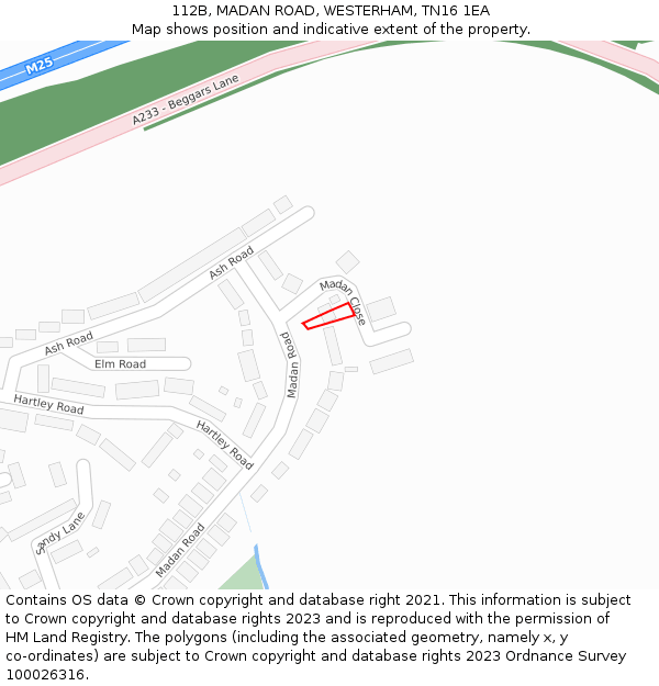 112B, MADAN ROAD, WESTERHAM, TN16 1EA: Location map and indicative extent of plot