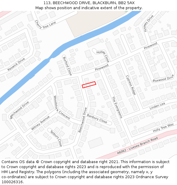 113, BEECHWOOD DRIVE, BLACKBURN, BB2 5AX: Location map and indicative extent of plot