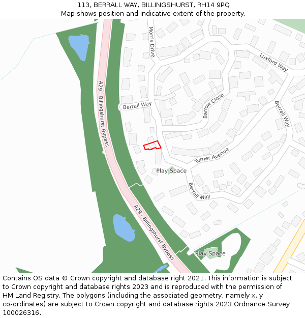 113, BERRALL WAY, BILLINGSHURST, RH14 9PQ: Location map and indicative extent of plot