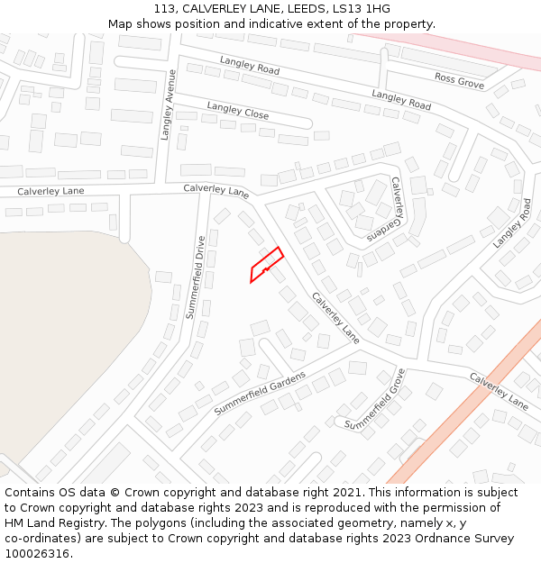 113, CALVERLEY LANE, LEEDS, LS13 1HG: Location map and indicative extent of plot