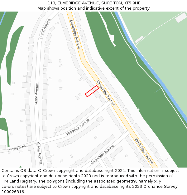 113, ELMBRIDGE AVENUE, SURBITON, KT5 9HE: Location map and indicative extent of plot