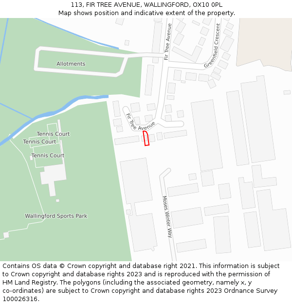 113, FIR TREE AVENUE, WALLINGFORD, OX10 0PL: Location map and indicative extent of plot