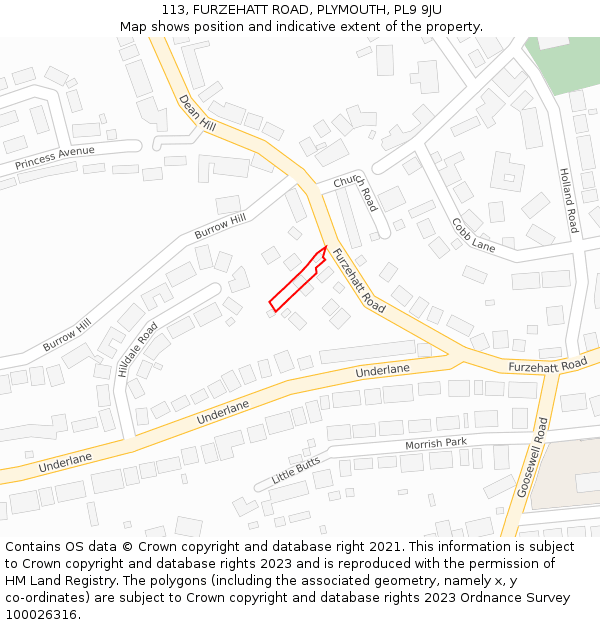 113, FURZEHATT ROAD, PLYMOUTH, PL9 9JU: Location map and indicative extent of plot